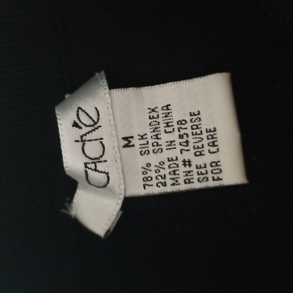 Vintage Cache sleeveless black shirt with collar and floral embroidery (M) - Picture 2 of 9
